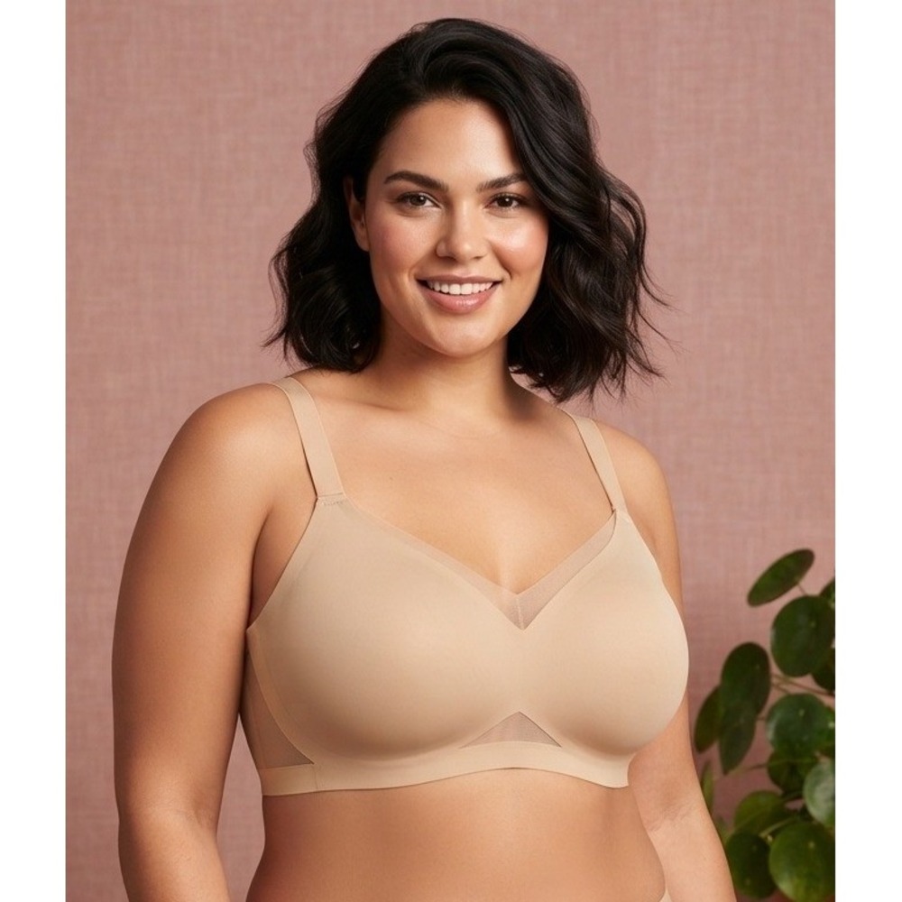 Honeylove Crossover Bra Wire-Free Supportive 1X Sand Stretch Comfort LWBRO302
